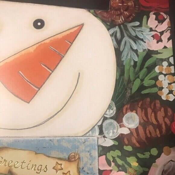 Smiling Snowman Christmas Framed Handmade Collage Wall Art Holiday Decor - Picture 4 of 5